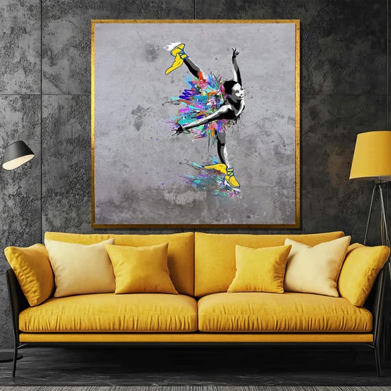 Street Art Ballerina Painting Vibrant And Modern Wall Art For Contemporary Home Decor And Unique Gift Ideas