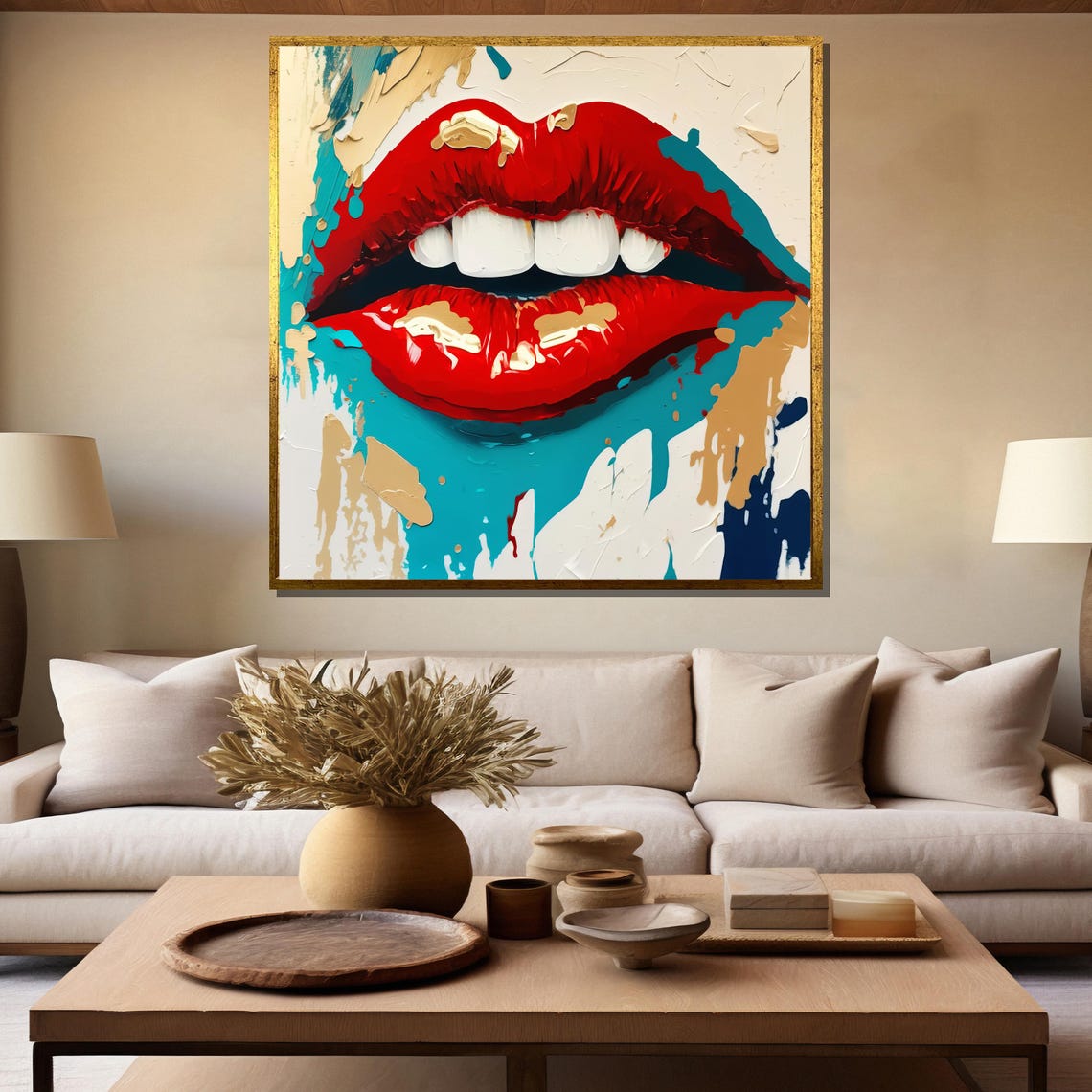 Bold Red Lips, Modern Pop Art Decor - Image 5