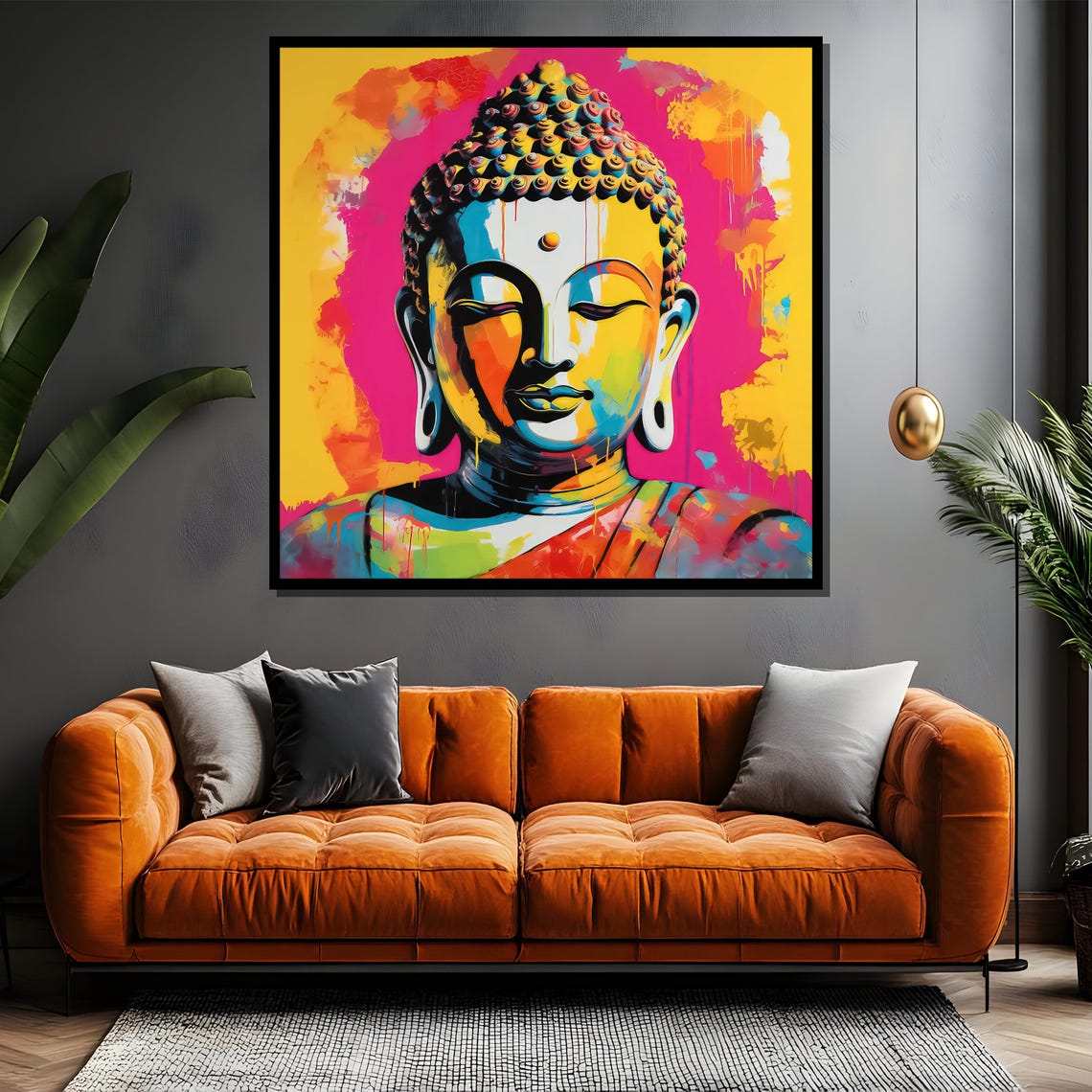 Pop Art Buddha in Hot Pink and Yellow Bold Zen Artwork Poster - Image 4