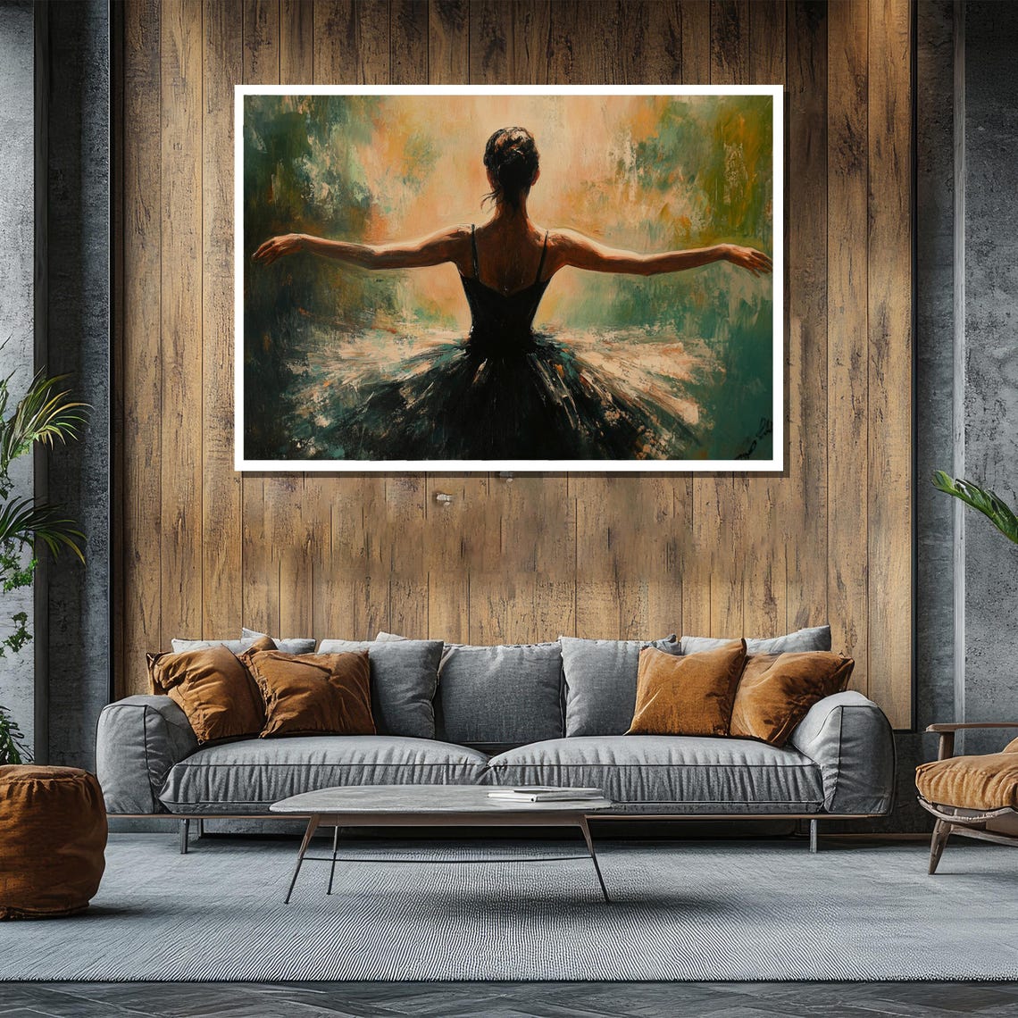 Elegant Ballerina Back Pose With Open Arms Dance Painting Poster - Image 2