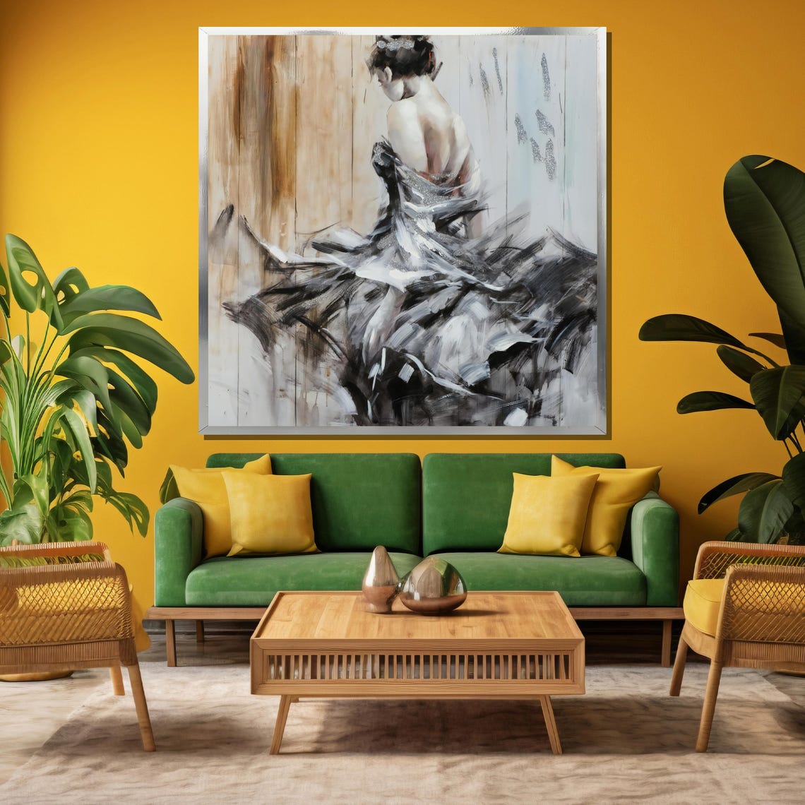 Abstract Monochrome Woman Figure Flowing Brushstroke Art Poster - Image 3