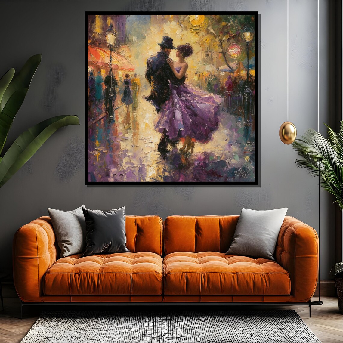 Romantic Couple Dancing Under Streetlights Night City Poster - Image 4