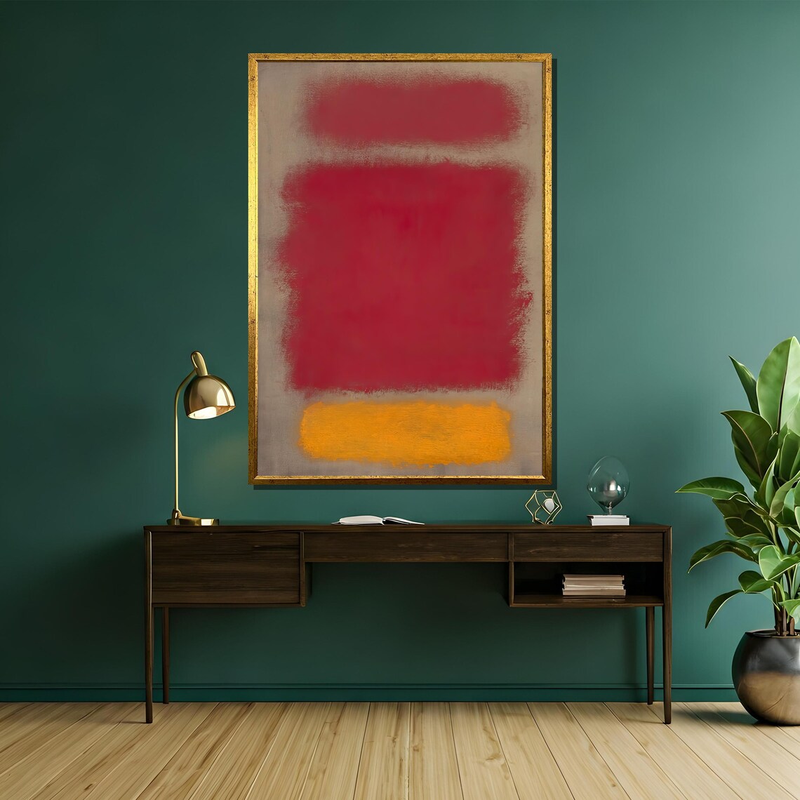 Rothko-Style Red Orange Gray Color-Field Abstract Painting Poster - Image 5