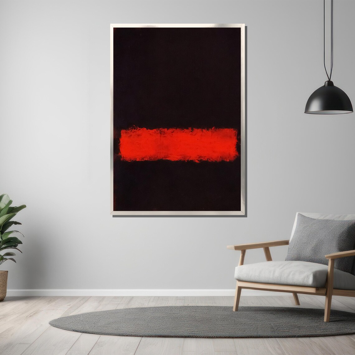 Mark Rothko Style Intense Red On Black Abstract Painting - Image 3