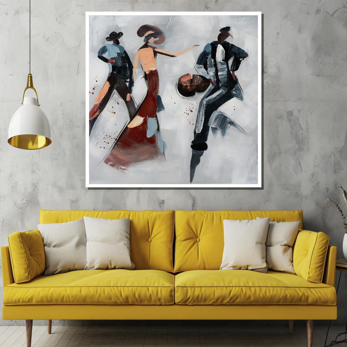 Abstract Flamenco Dance Painting Dynamic Figures With Bold Strokes Modern Wall Art And Unique Gift For Dance Enthusiast - Image 2