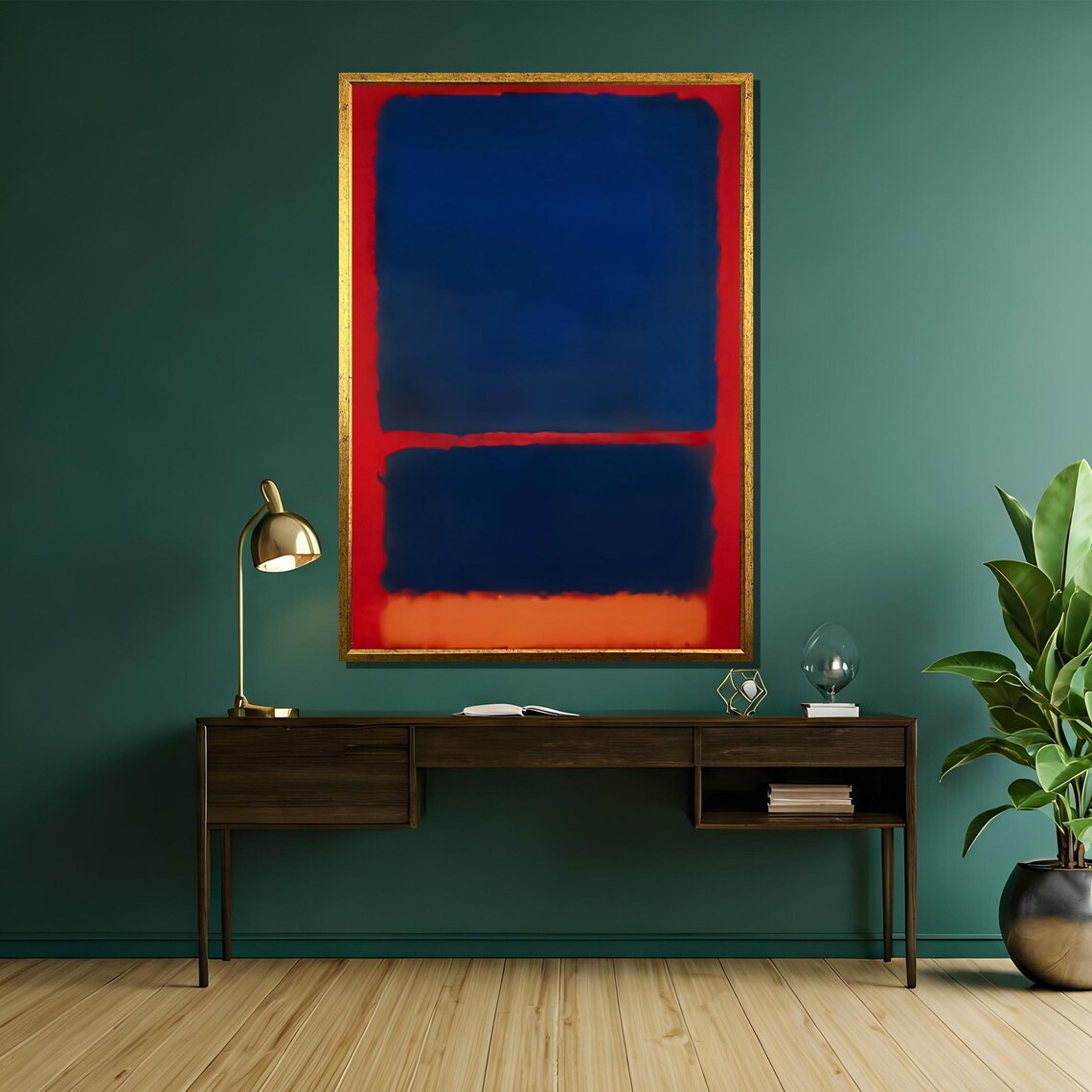 Rothko Style Deep Blue And Vibrant Red Color Field Abstract Poster - Image 5