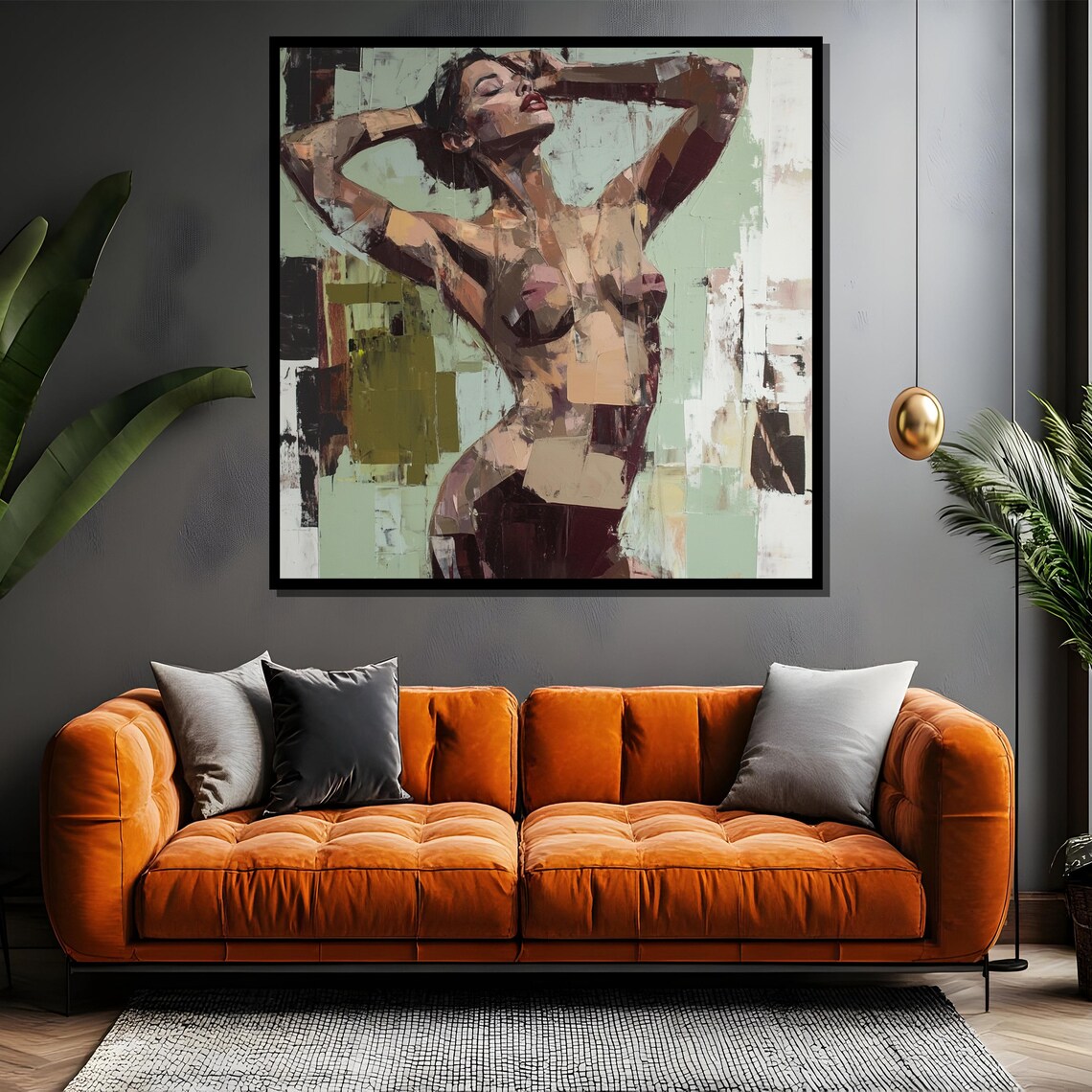 Abstract Nude Woman with Arms Raised Impasto Painting Poster - Image 4
