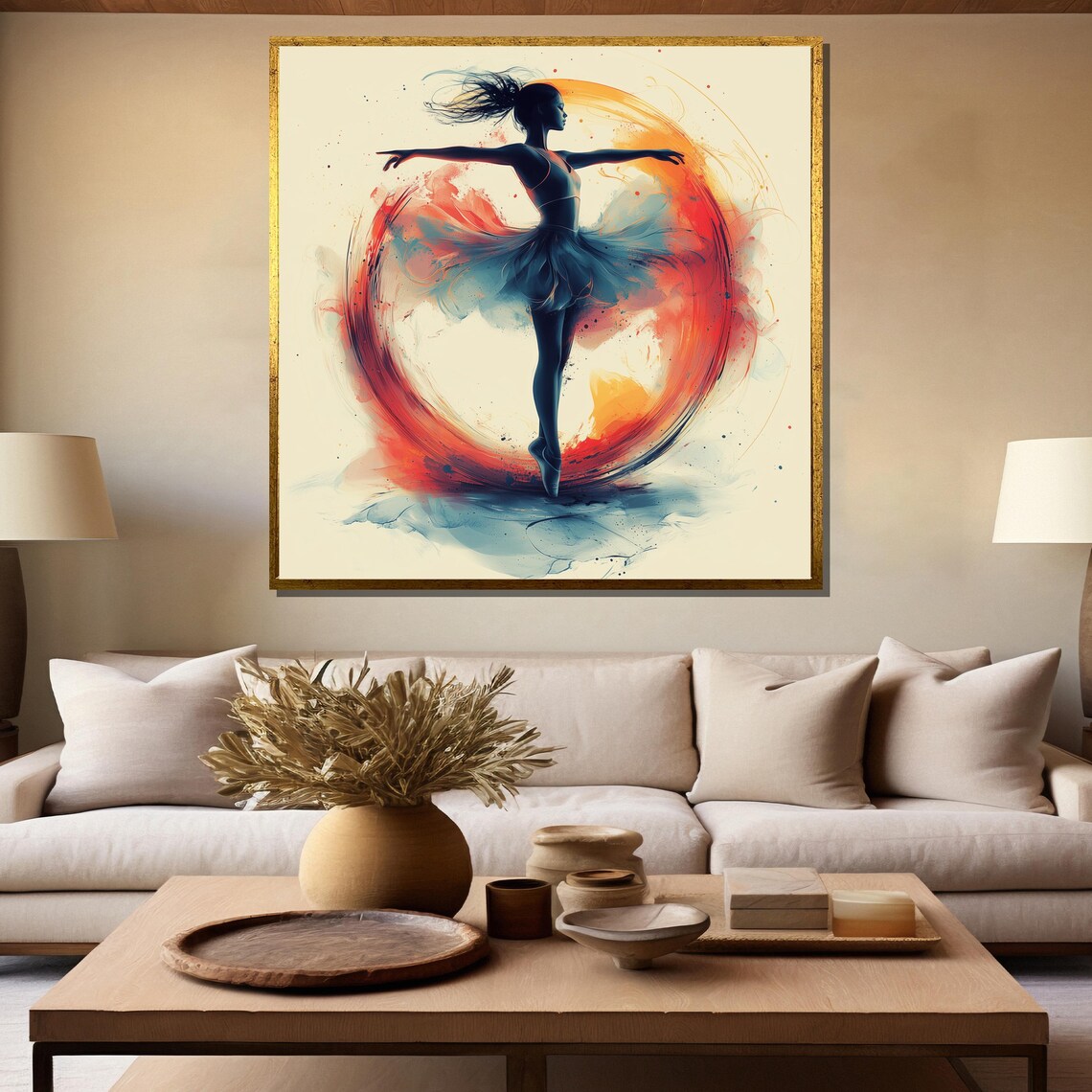 Abstract Ballerina Dance In Motion Red Swirl Watercolor Art Poster - Image 5