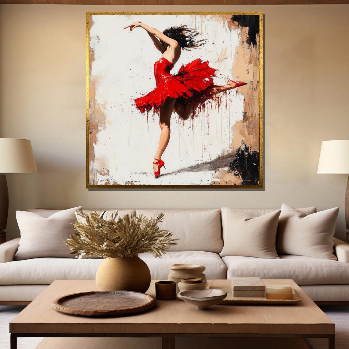Passionate Red Dress Flamenco Dancer Bold Expressive Art Poster - Image 5
