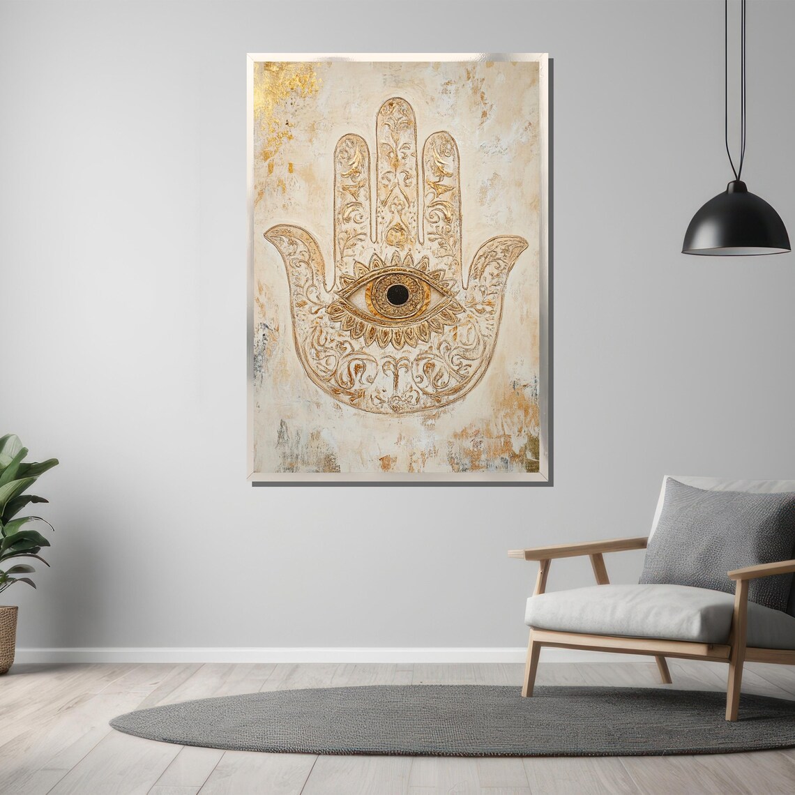 Hamsa Hand Spiritual Art Print, Bohemian Decor - Image 3