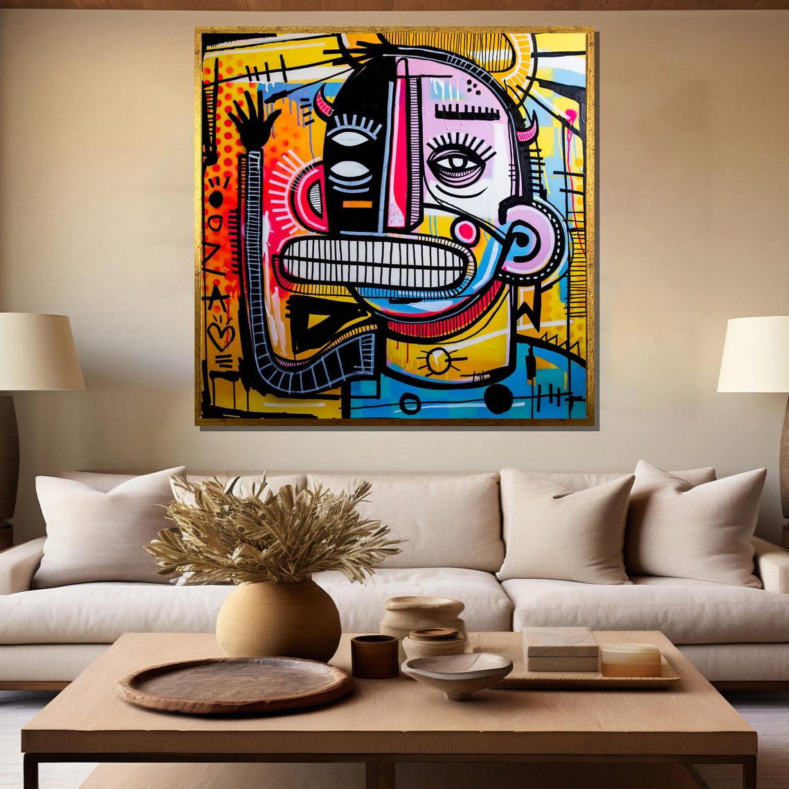 Abstract Graffiti Face Neo Expressionist Colorful Style Poster - Image 5