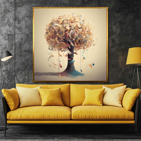 Whimsical Abstract Tree Painting Contemporary Nature Inspired Wall Art For Living Room Unique Artistic Gift For Home Decor