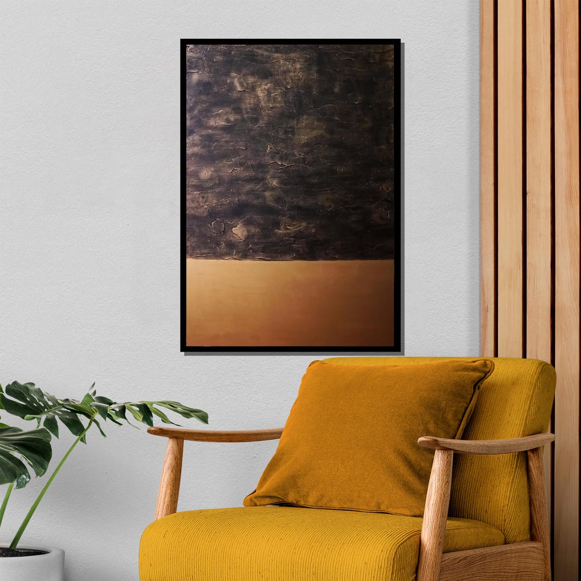 Dark Brown and Gold Textured Abstract Rustic Two Tone Poster - Image 4