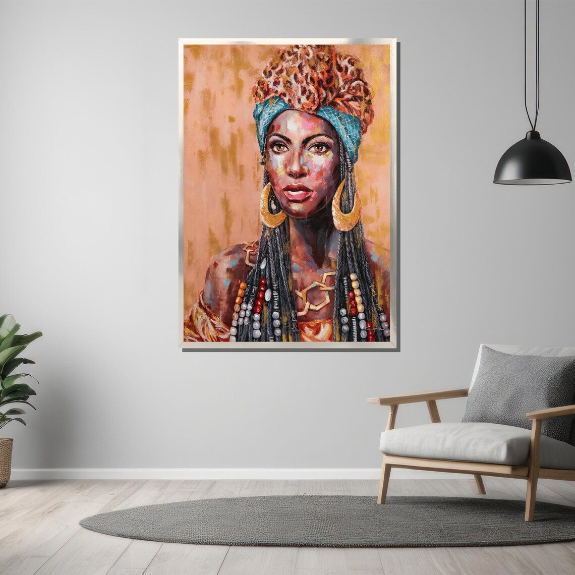 Tribal Woman In Leopard Headwrap And Turquoise Scarf Art Poster - Image 3