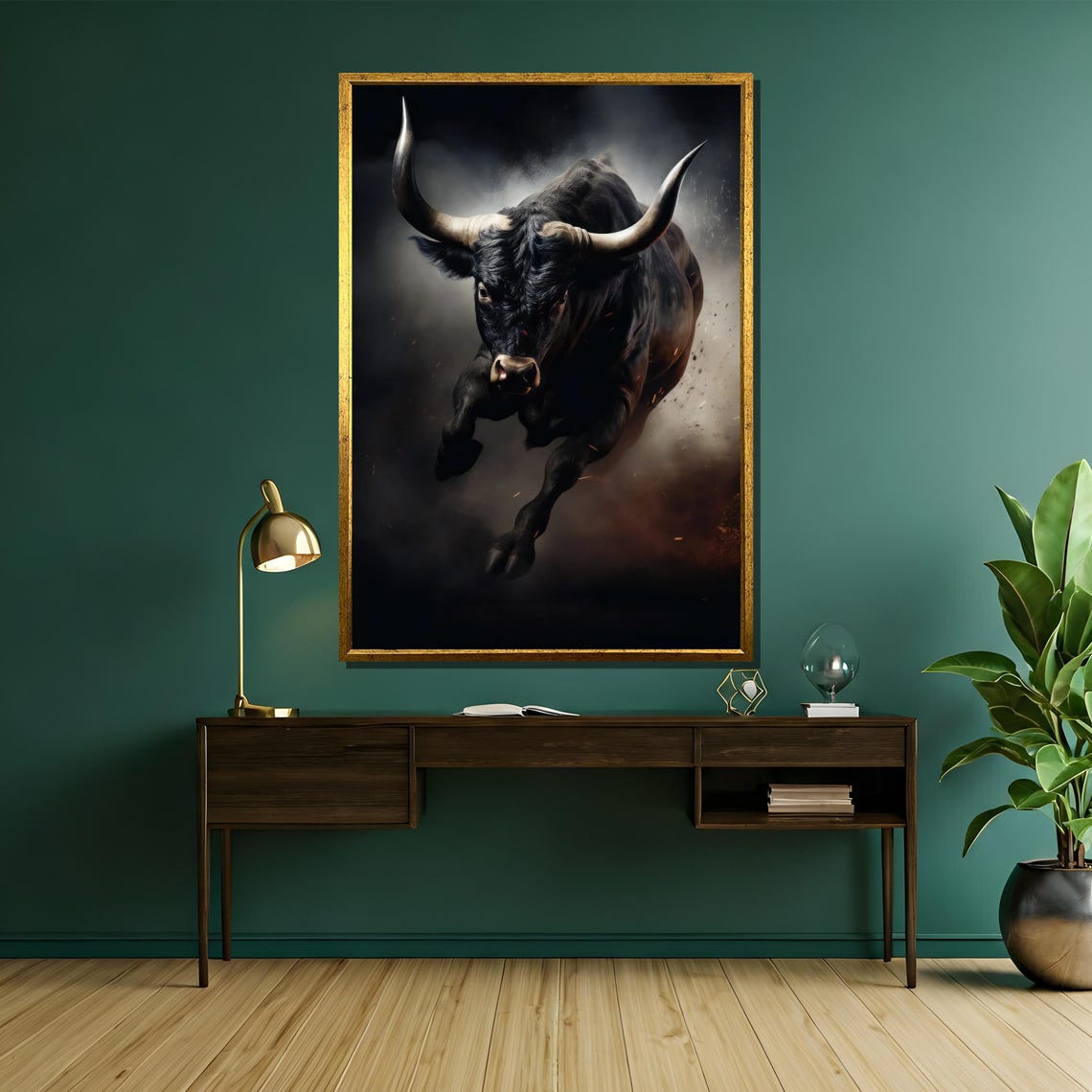 Dynamic Charging Bull Painting Bold Power And Strength Wall Art Gift Modern Animal Decor For Home And Office Spaces - Image 5