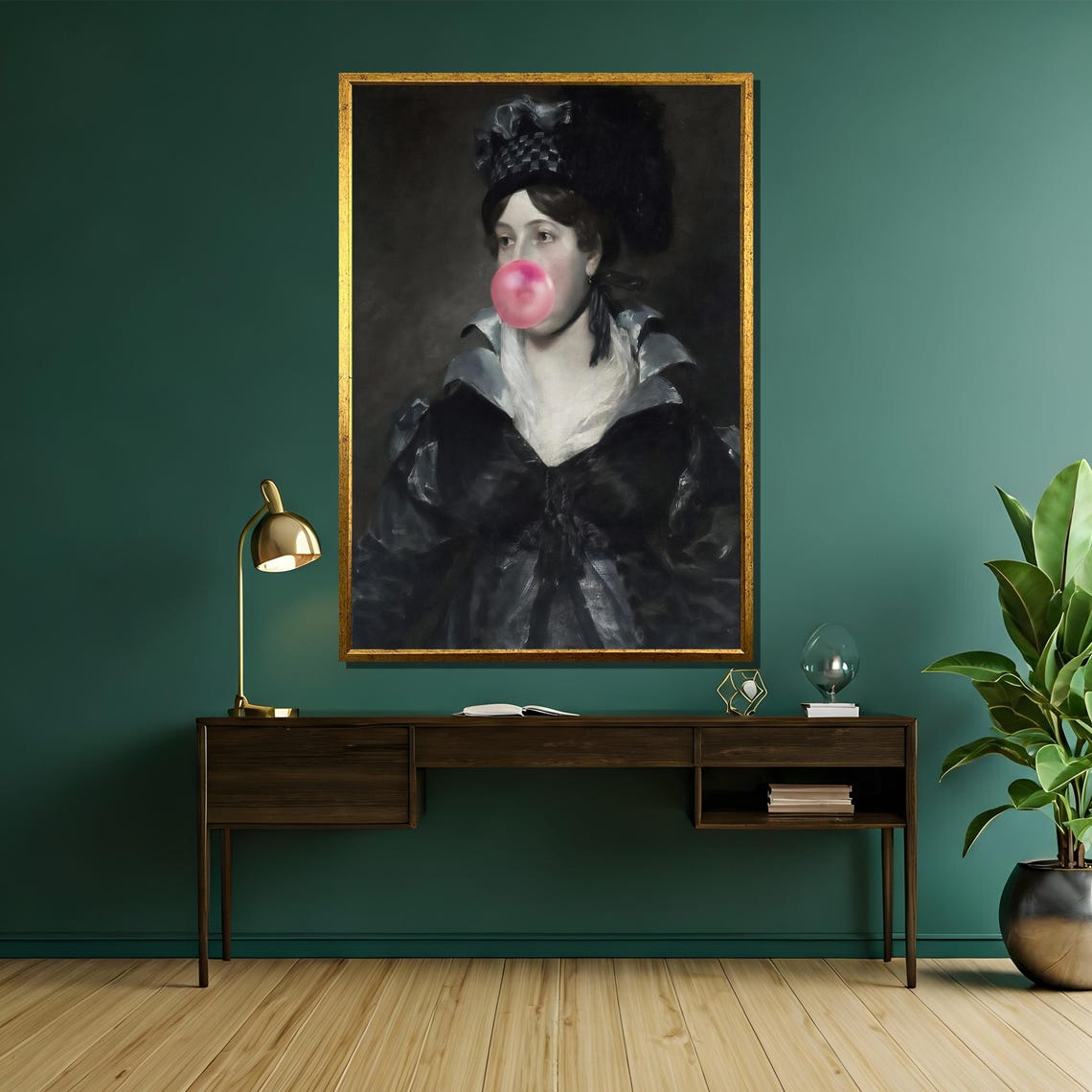 Classic Lady Portrait Pink Bubblegum Twist Regency Art Poster - Image 5