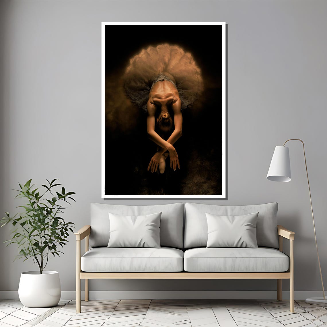 Bowing Ballerina With Golden Dandelion Halo Deep Dark Art Poster - Image 2