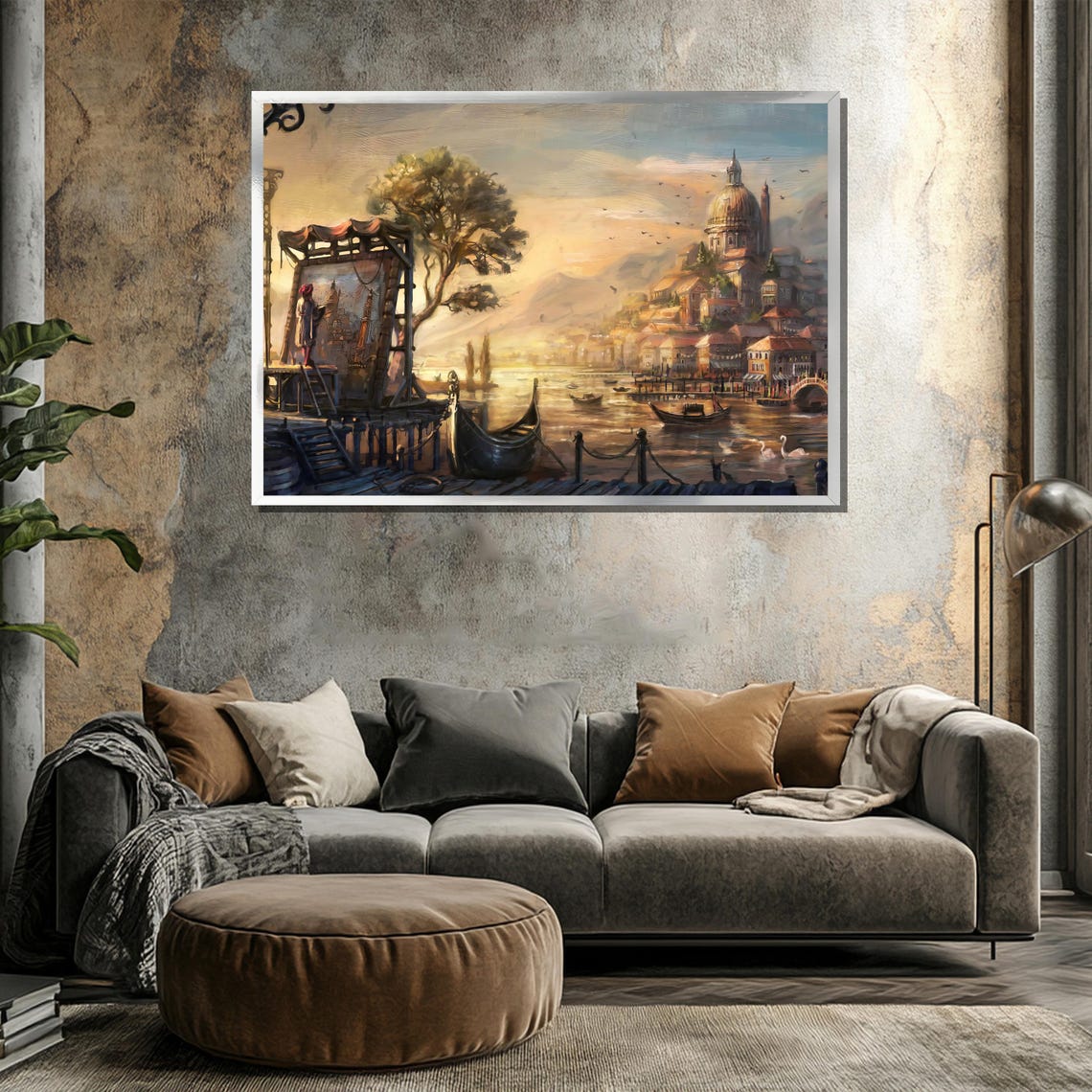 Venetian Sunset Painting Romantic Gondolas And Architecture Unique Gift For Elegant Home Decor And Art Lovers - Image 3