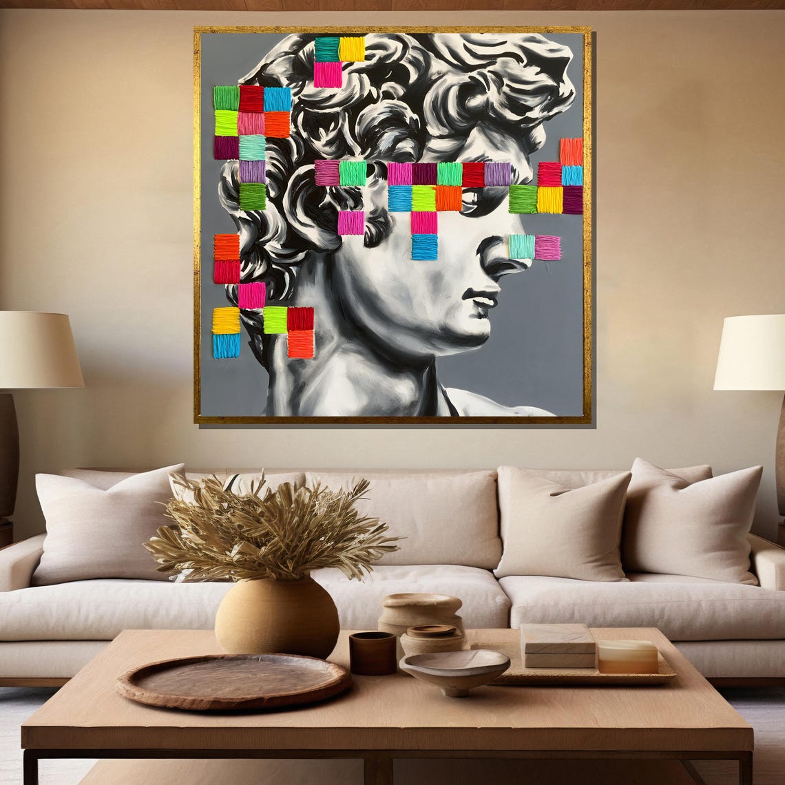 David Bust Pixel Yarn Color Pop Classic Art Modern Twist Poster - Image 5