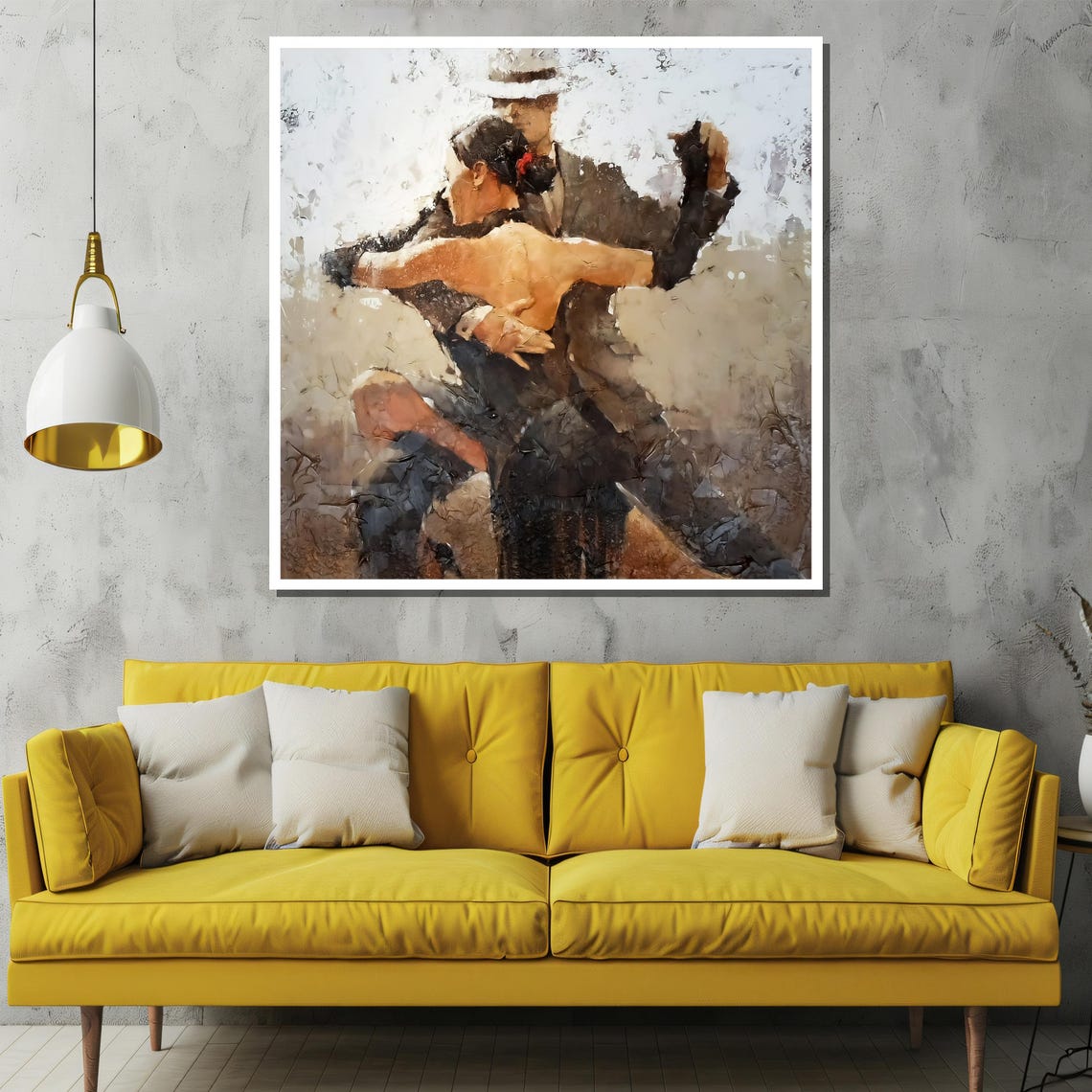 Passionate Tango Dance Painting Romantic Couple Artwork With Textured Style Perfect Wall Decor And Unique Gift Idea - Image 2
