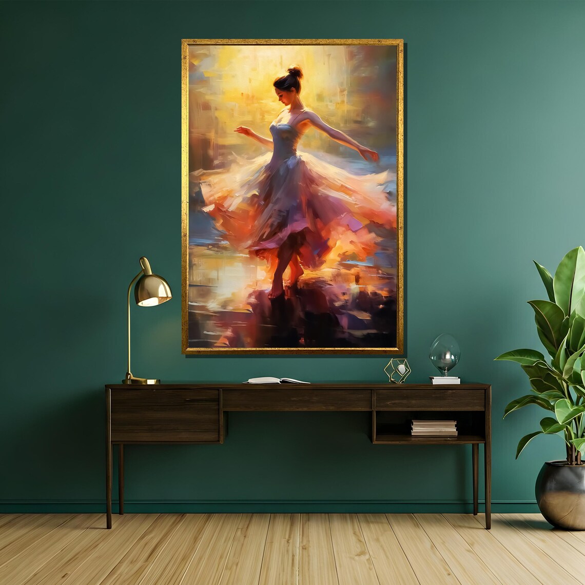 Ballerina Twirling in Golden Sunlight Lavender Dress Art Poster - Image 5