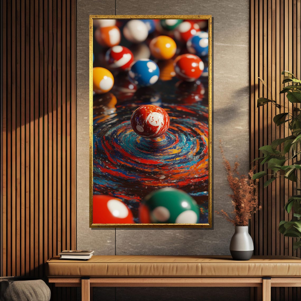 Swirling Colorful Billiard Balls in Impressionist Pop Art Poster - Image 5