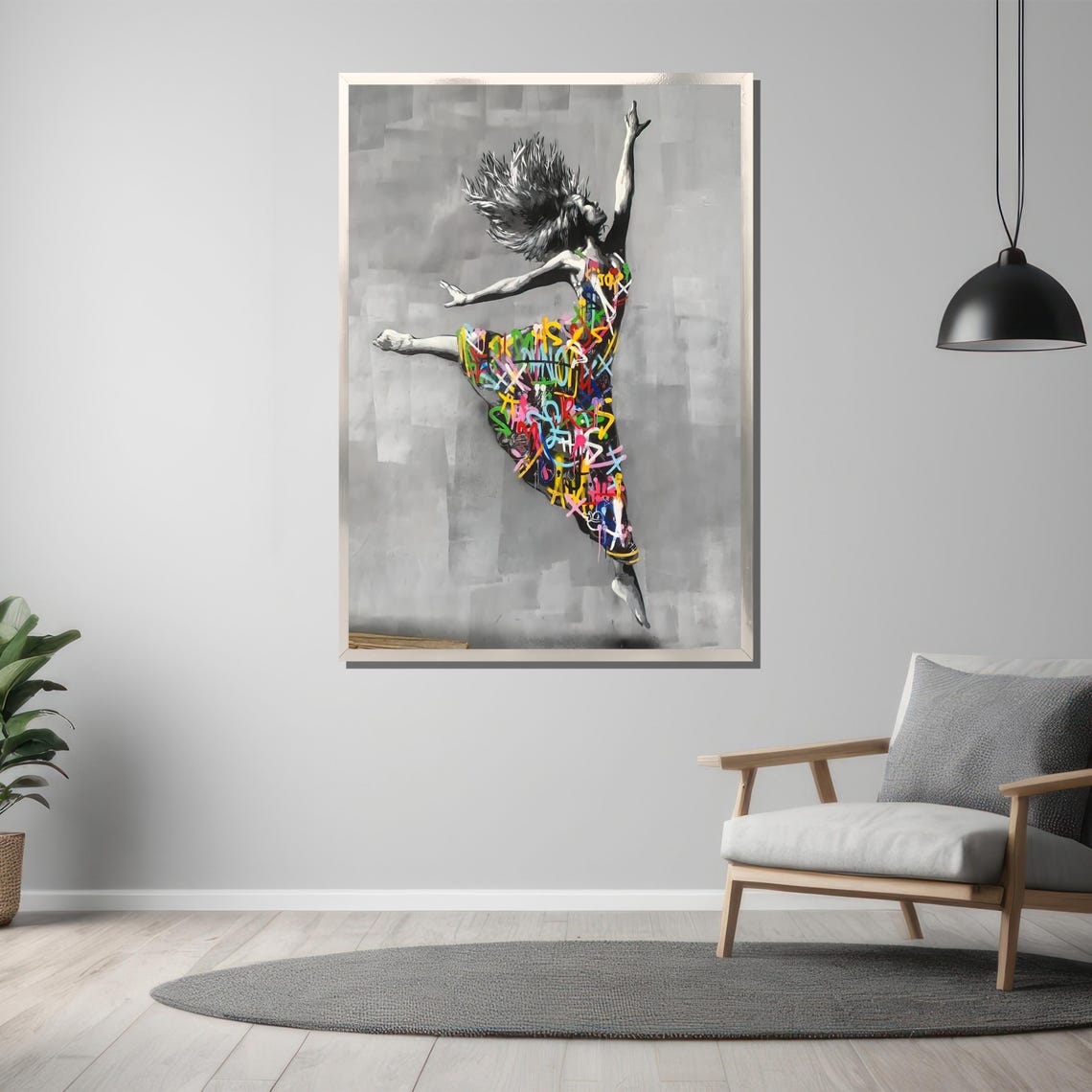 Leaping Dancer Graffiti Dress Dance Art Ballet Street Poster - Image 3
