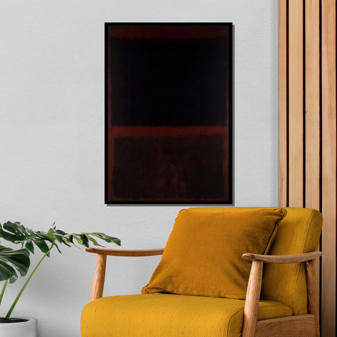 Deep Black And Ember Red Minimal Dark Abstract Statement Poster - Image 4