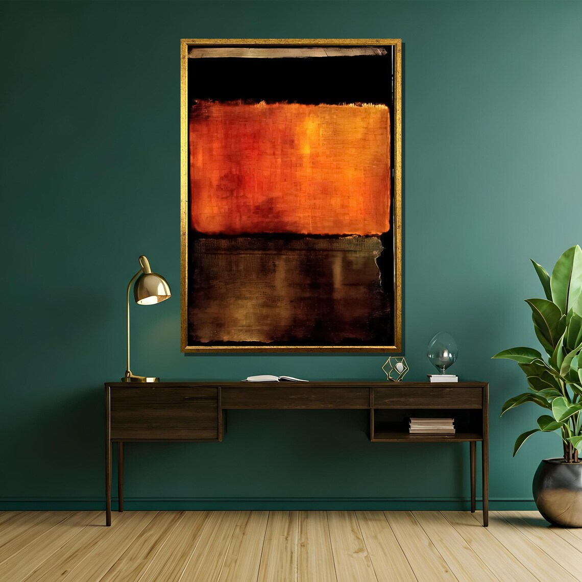 Mark Rothko Fiery Orange And Deep Brown Abstract Painting Striking Gift For Modern Interiors - Image 5