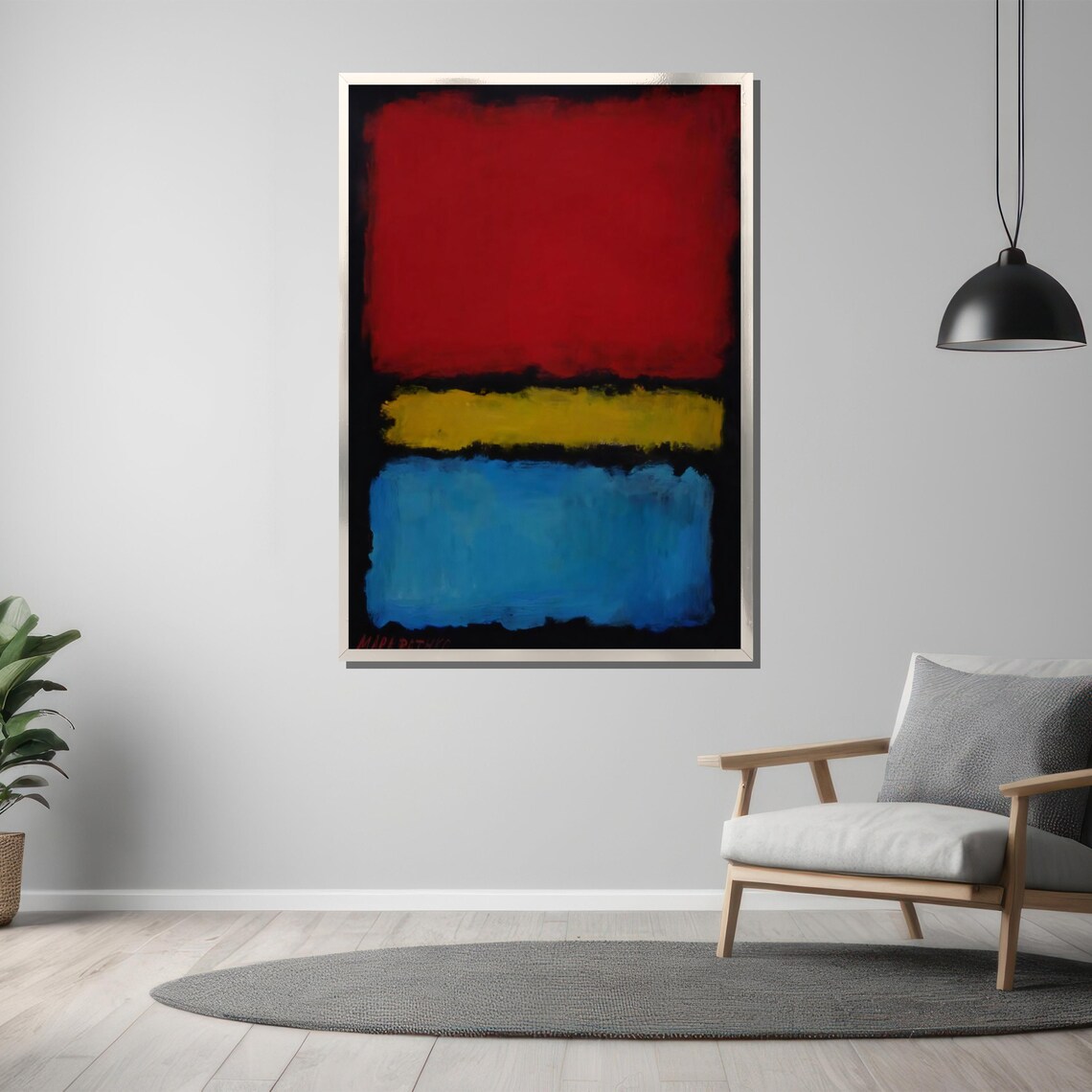 Mark Rothko Red Yellow And Blue Abstract Painting - Image 3