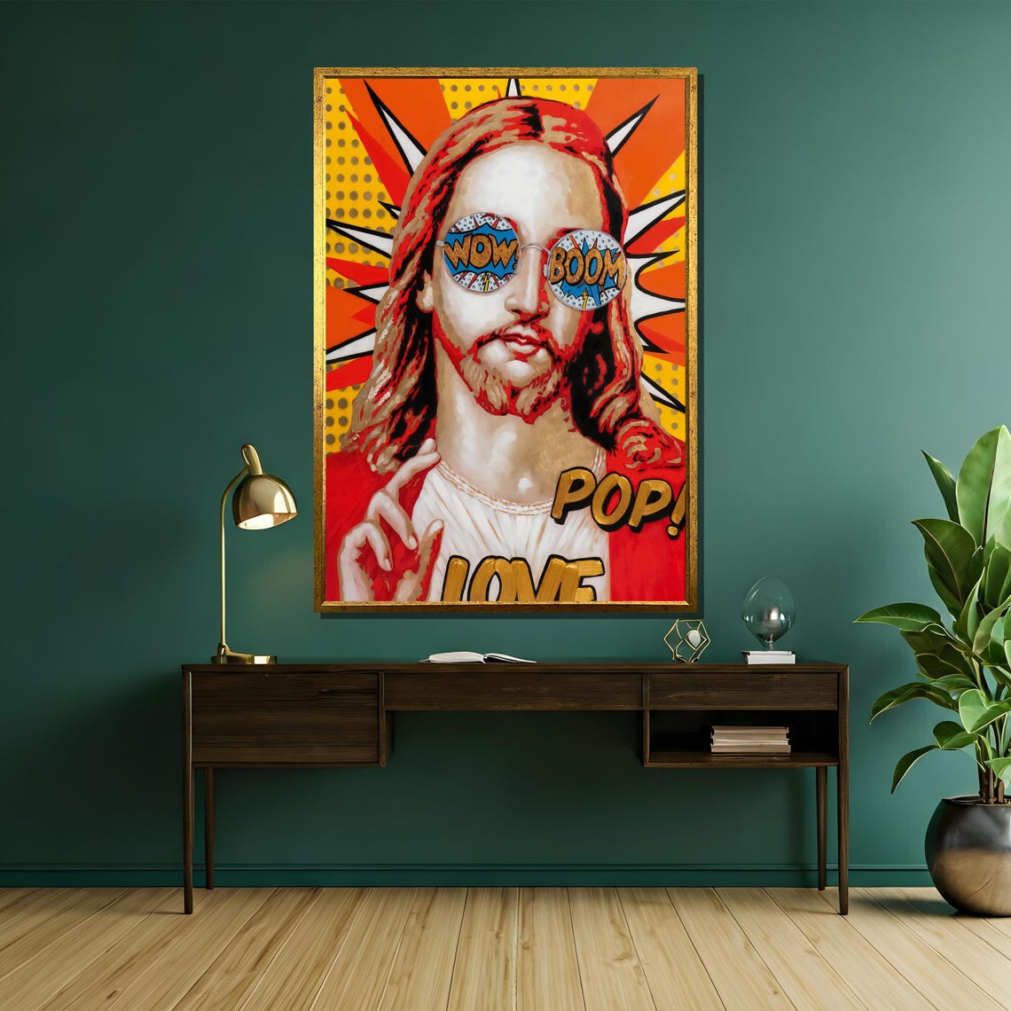 Pop Art Jesus Wow Boom Comic Sunglasses Vibrant Christian Poster - Image 5
