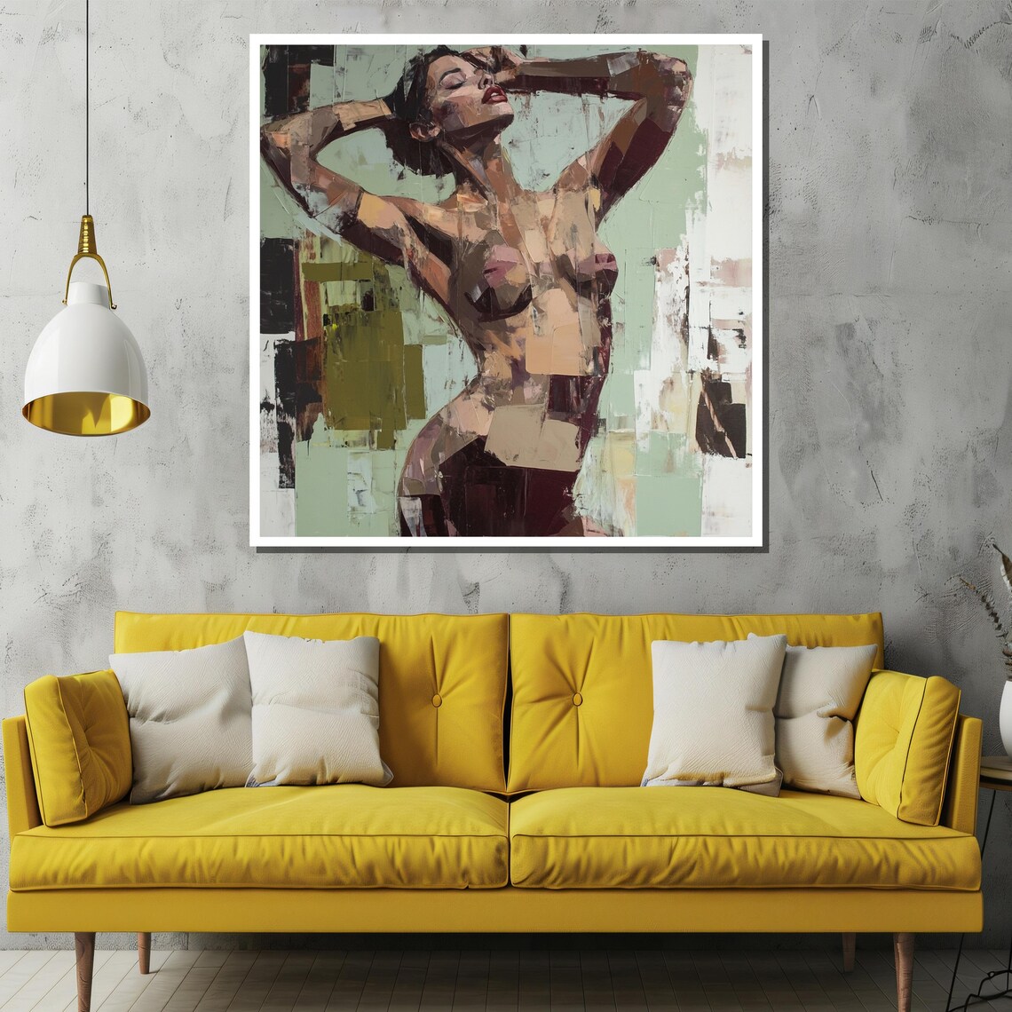 Abstract Nude Woman with Arms Raised Impasto Painting Poster - Image 2