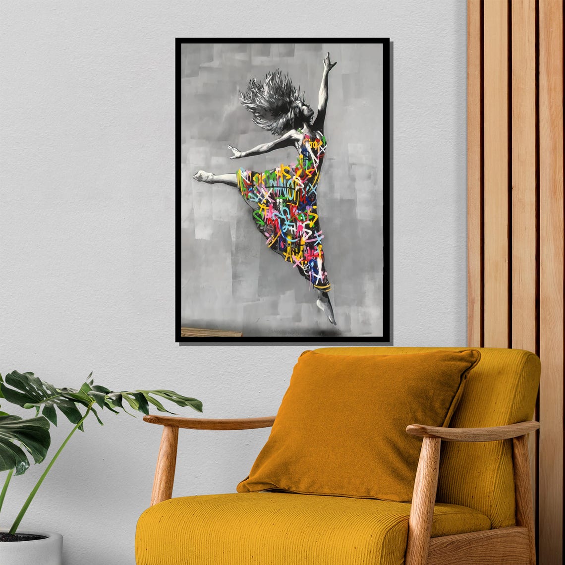 Leaping Dancer Graffiti Dress Dance Art Ballet Street Poster - Image 4