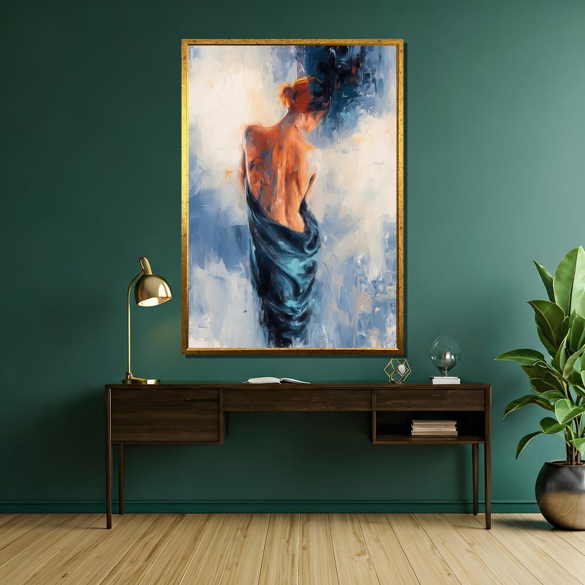 Woman Wrapped in Blue Drapery in Soft Impressionist Style Poster - Image 5