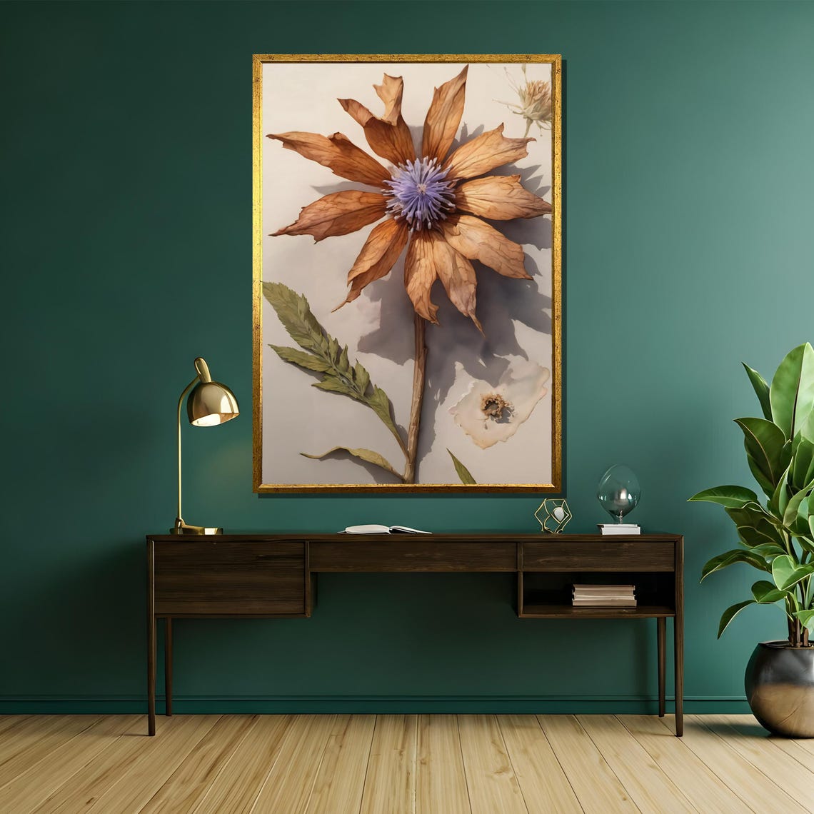 Rustic Dried Flower Pressed Botanical Copper Tones Nature Poster - Image 5