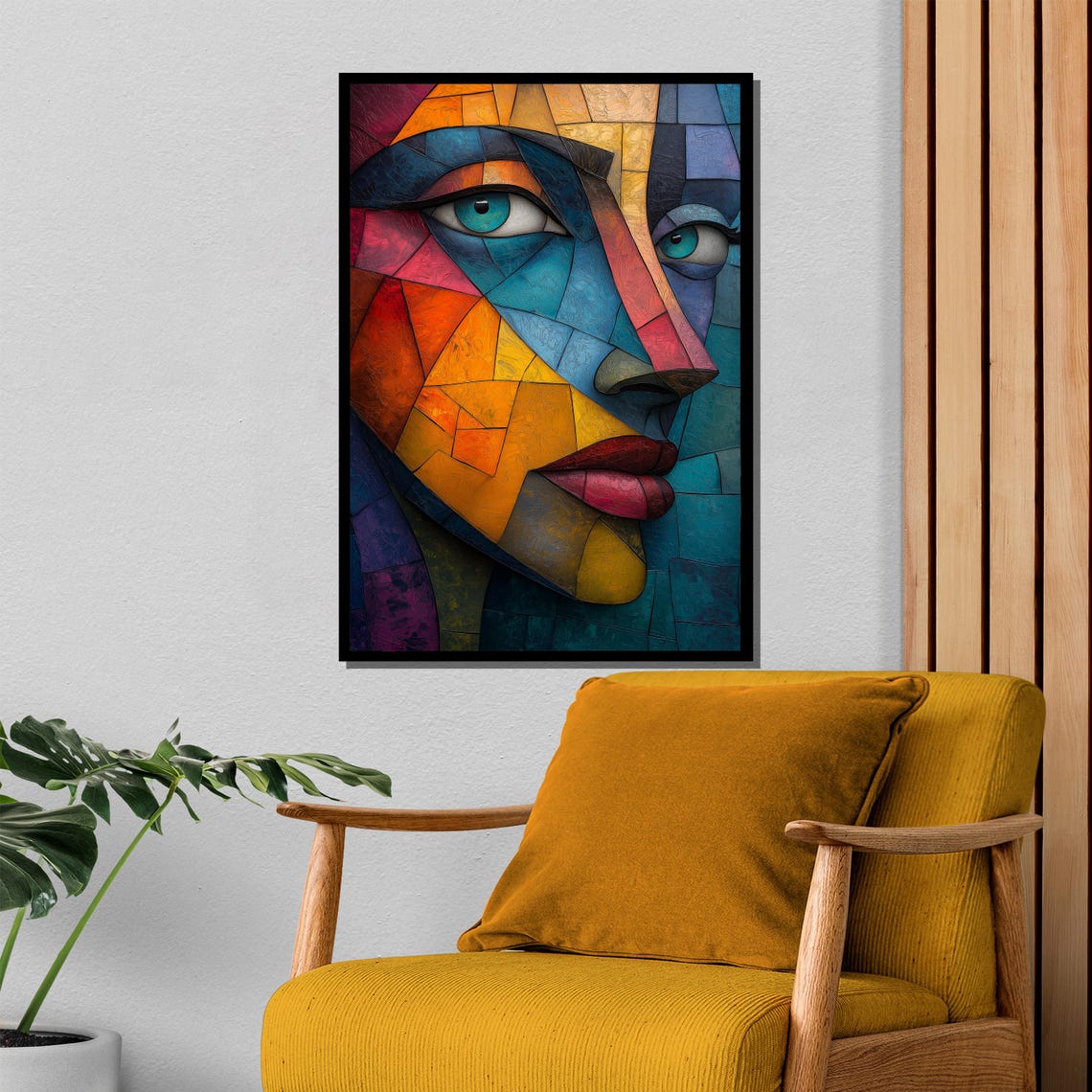 Colorful Geometric Portrait Painting Modern Abstract Art Gift For Vibrant Home Decor And Artistic Expression - Image 4