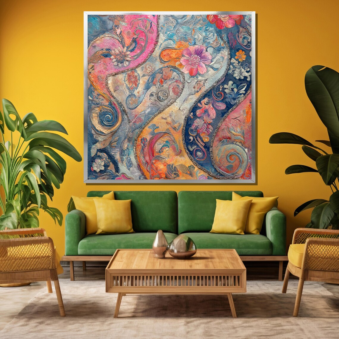 Colorful Floral Abstract Paisley Textured Bohemian Art Poster - Image 3