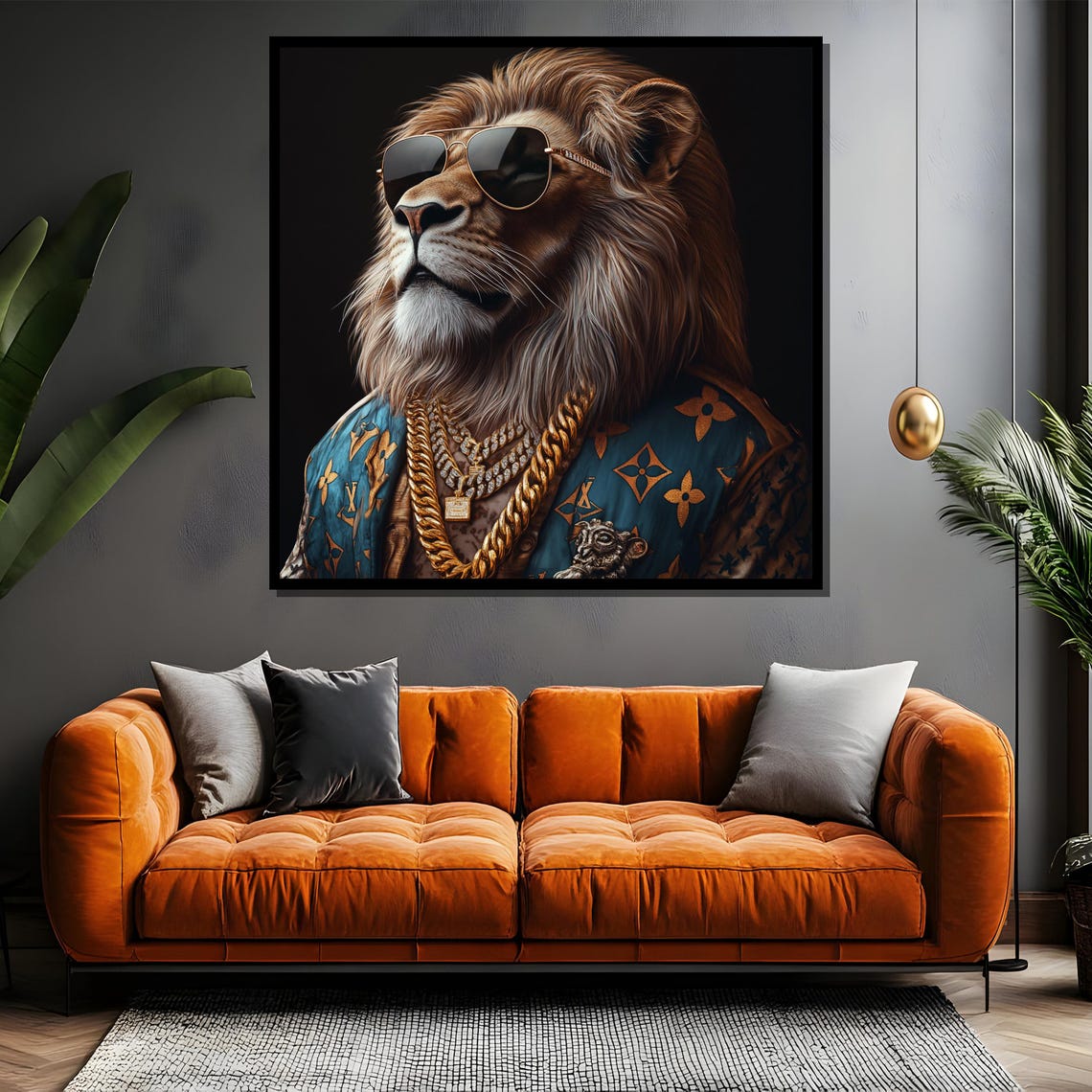Cool Lion Wearing Sunglasses And Gold Chains In Style Poster - Image 4