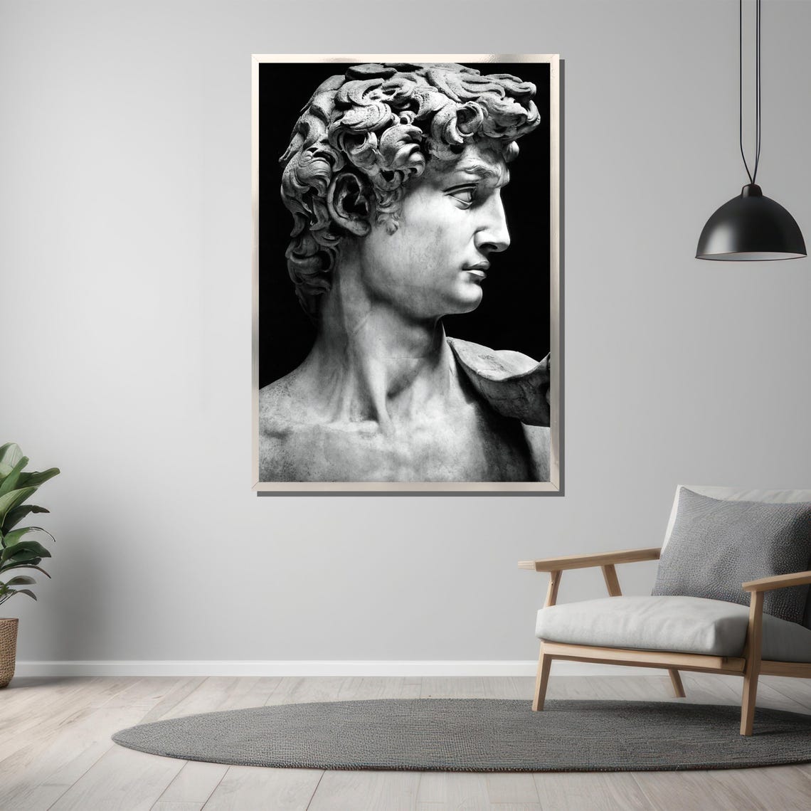 David Head Black White Classical Sculpture Marble Art Poster - Image 3