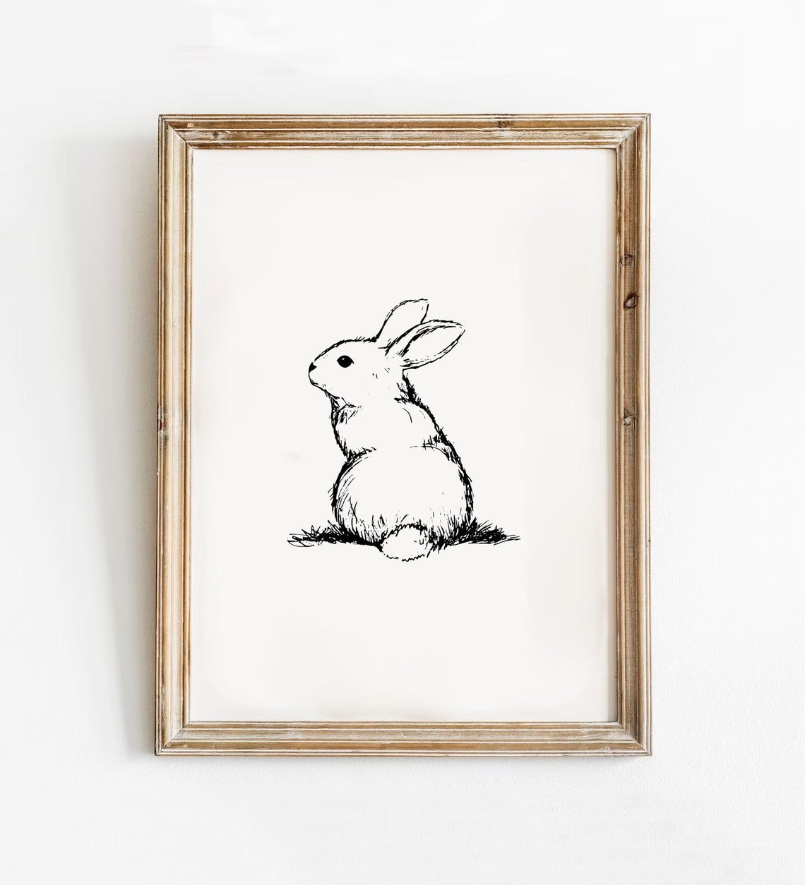Bunny Rabbit Sketch Line Drawing Minimalist Nursery Decor Poster