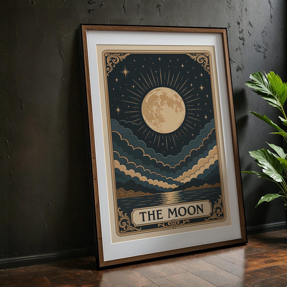 Mystical Moon Tarot Art Print, Celestial Night Sky