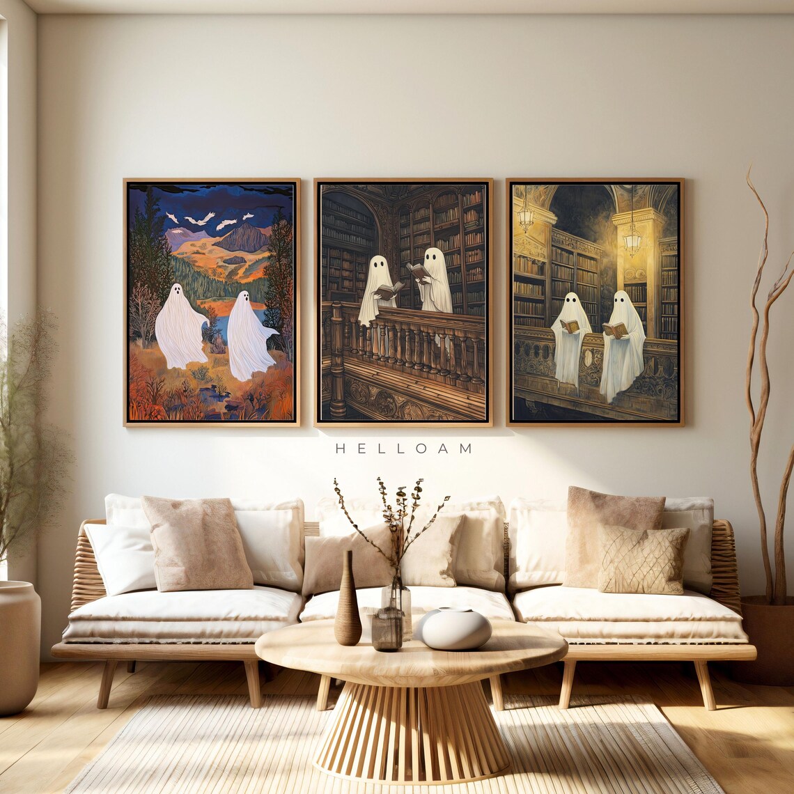 Two Cute Ghosts in a Library, Dark Academia Art Print - Image 2