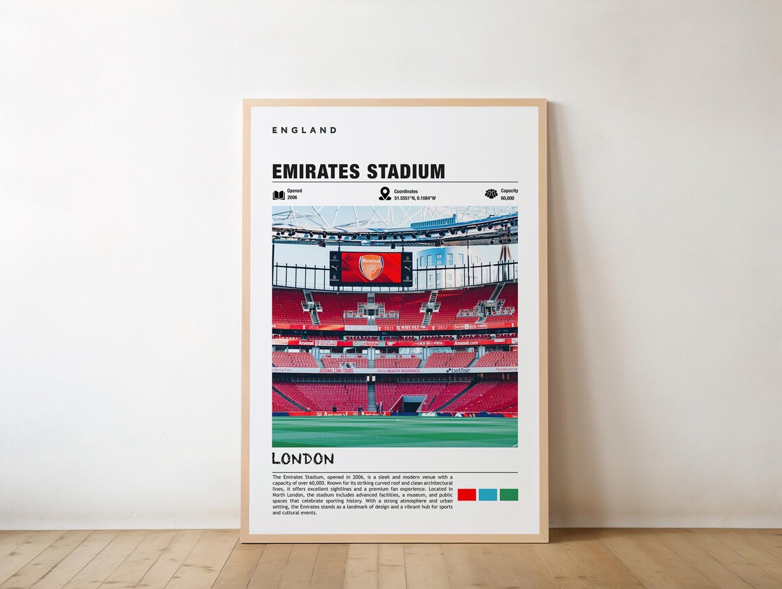 Emirates Stadium London England Football Venue Soccer Sports Poster