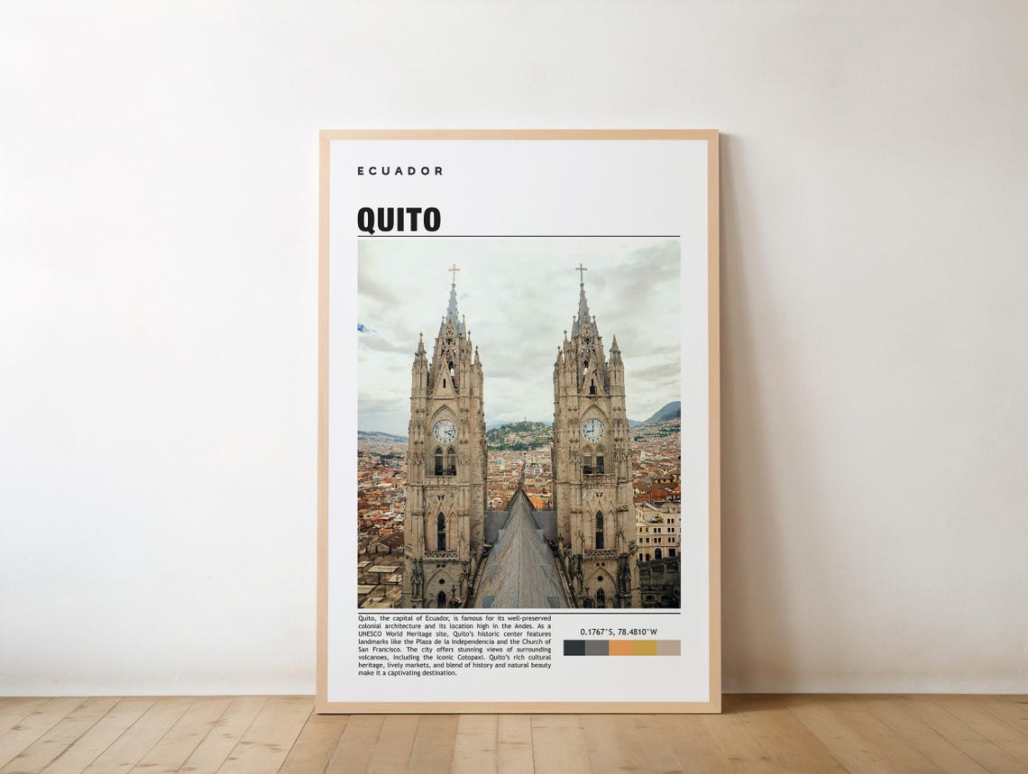 Quito Ecuador Twin Gothic Cathedral Towers Above Old Town Poster