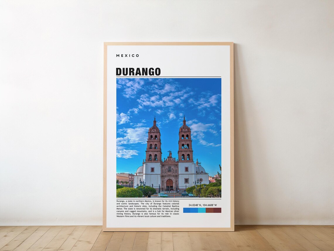 Durango Print Poster Wall Art Travel Artwork Photo Mexico