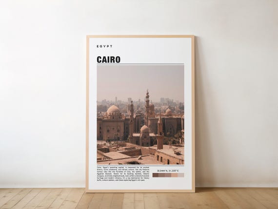 Cairo Print Poster Wall Art Travel Artwork Photo Egypt Pyramid Of Giza