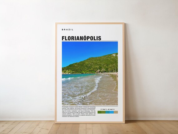Florianpolis Print Brazil Poster Travel Wall Art Scenic View Coastal Landscape Tropical Beaches Sunset Decor Island Charm