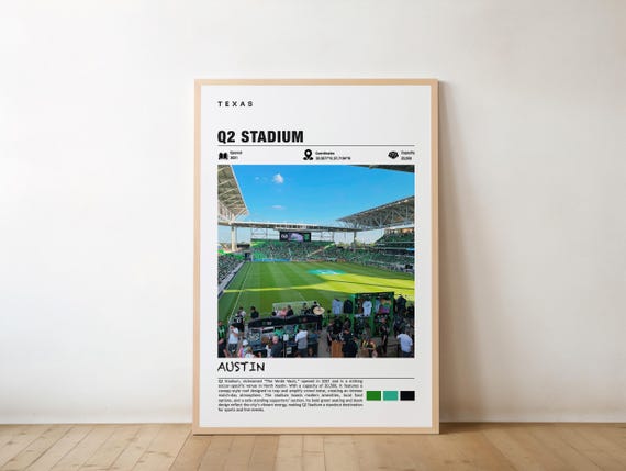 Q2 Stadium Print Texas Poster Austin Views Art Urban Charm Soccer Arena Sports Venue City Landmark