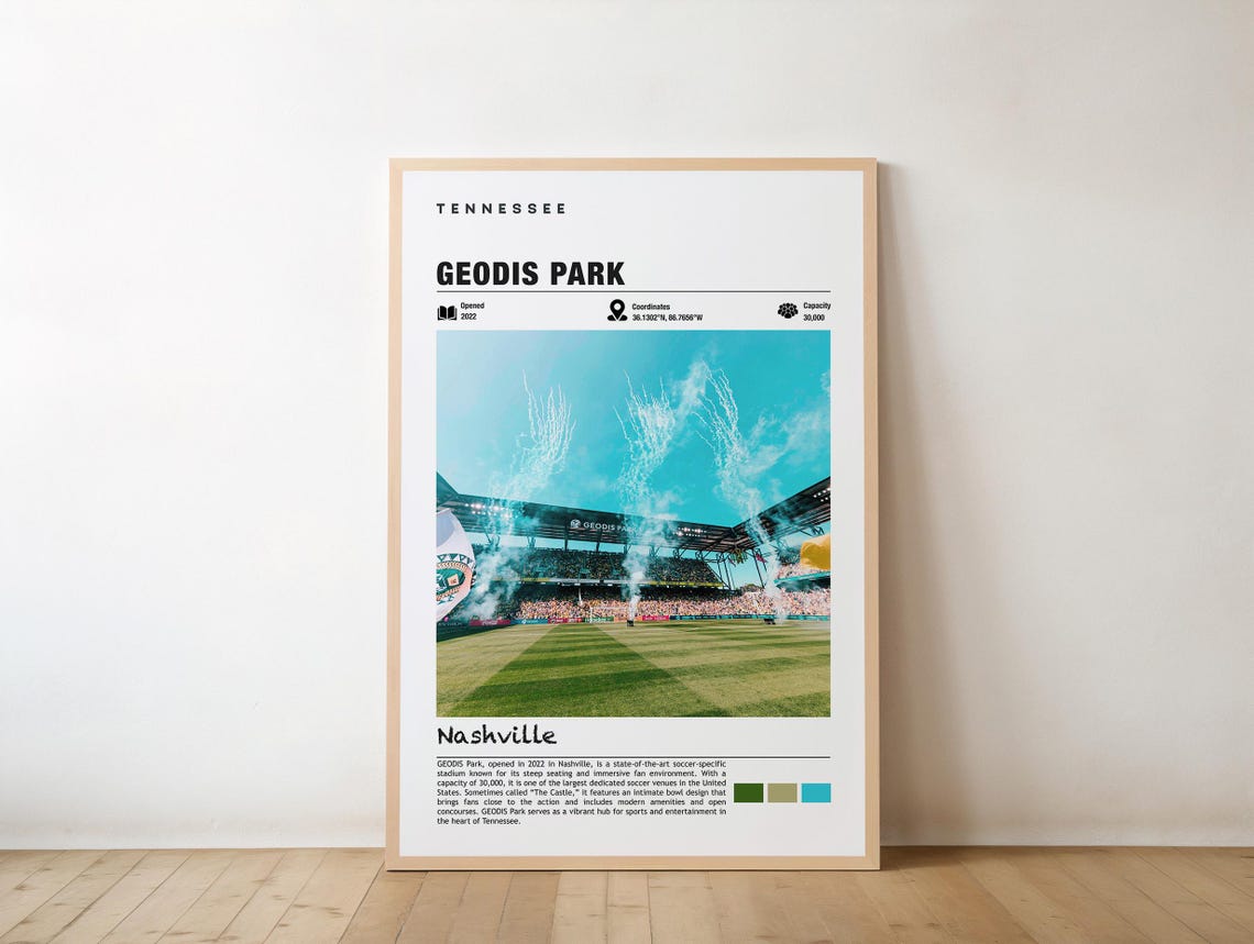 Geodis Park Print Tennessee Poster Nashville Views Stadium Art Music City Charm Beauty Soccer Venue Urban Scenenashville