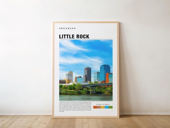 Little Rock Arkansas Skyline River Cityscape Daytime Travel Poster